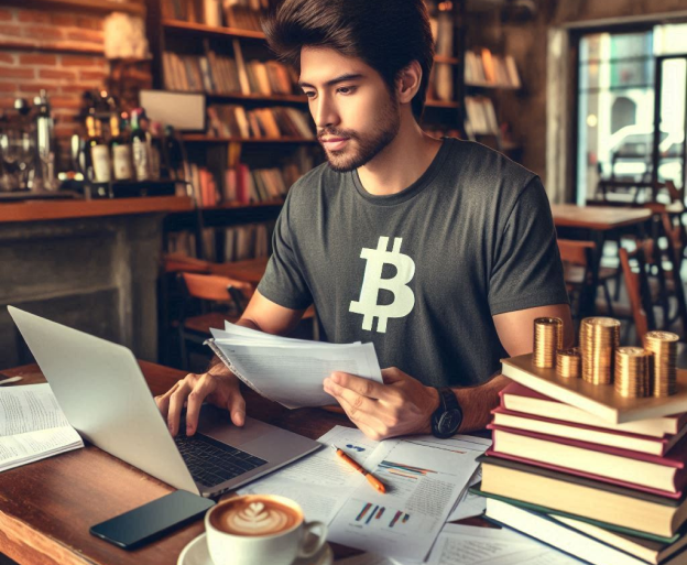 Expert working with blockchain